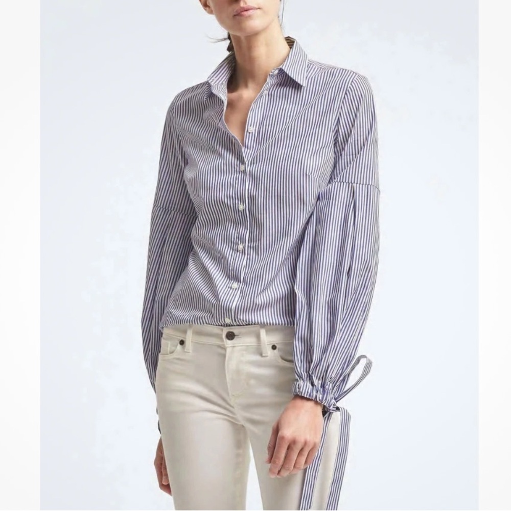 Banana Republic Julie Bell Sleeve Striped Blouse